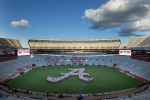 Script A formed by Class of 2024 and 2025 in Bryant Denny stadium